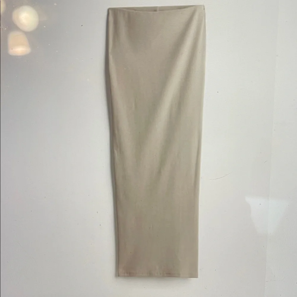 NWT H&M Cotton Ribbed Taupe Maxi Pencil Skirt - Picture 14 of 15